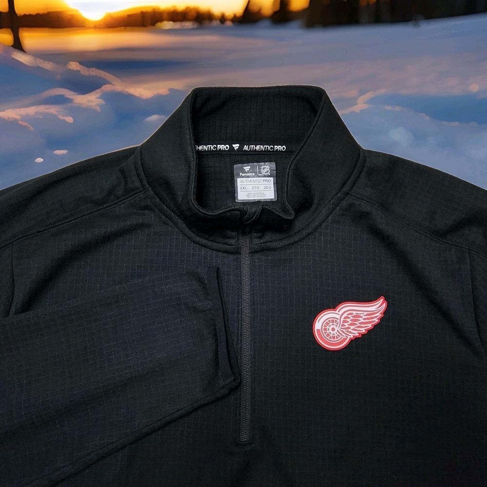 Fanatics Men's NHL Authentic Pro Detroit Red Wings Black 1/4 Zip Pullover 2XL